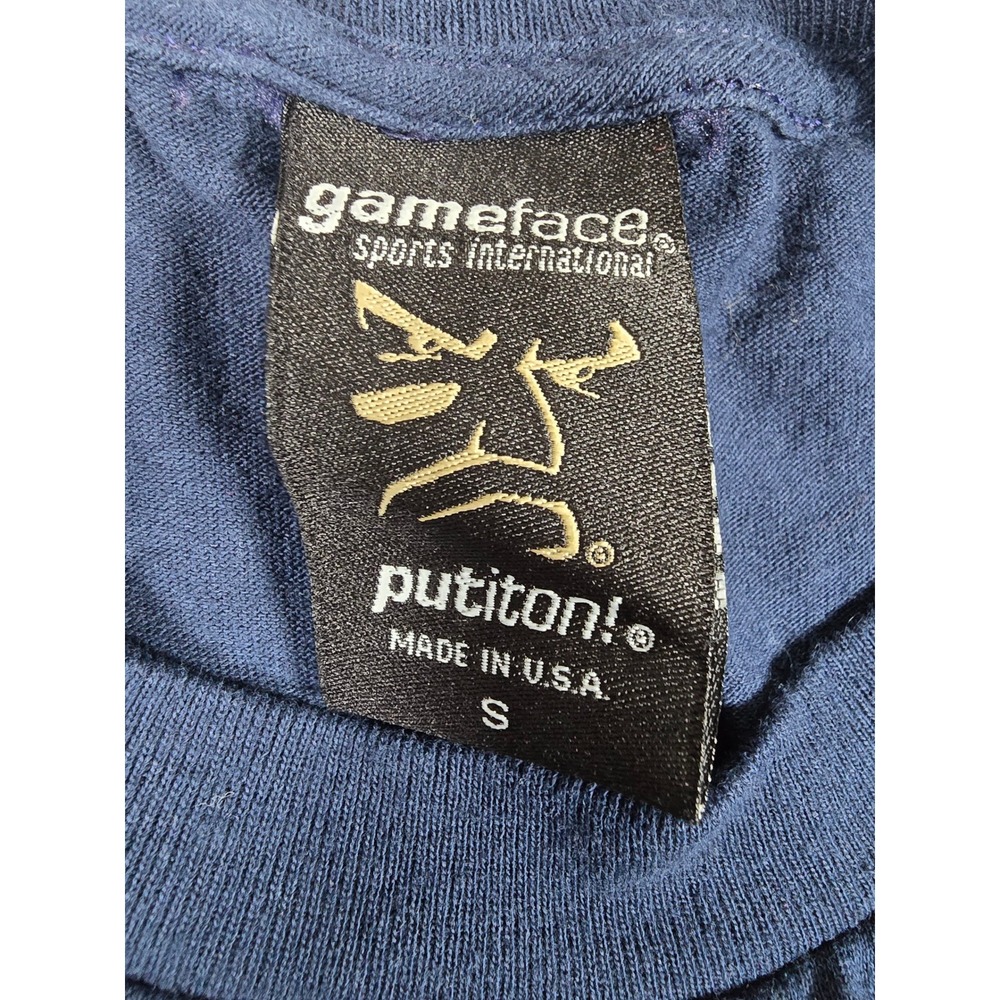 Y2K GameFace T Shirt Adult Small Navy Blue Graphic Print Short Sleeve Put It On - Picture 7 of 8